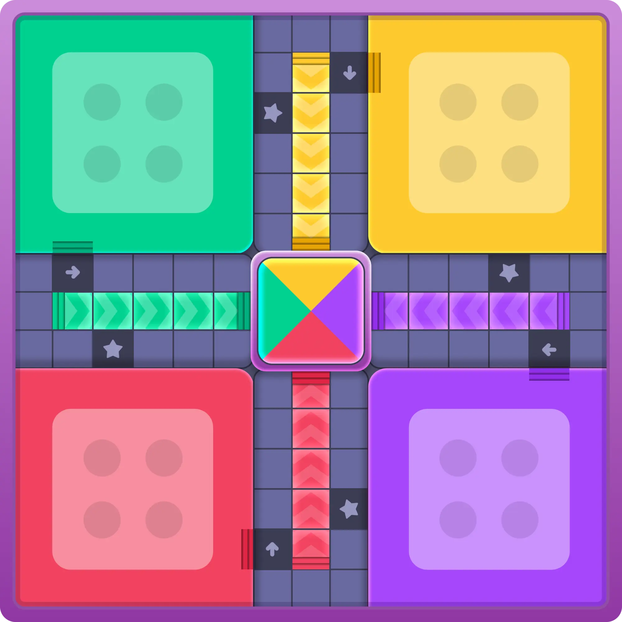 Ludo board with tokens moving along the track